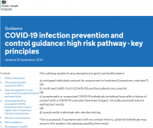 COVID-19 infection prevention and control guidance: high risk pathway - key principles [Updated 16th September 2020]